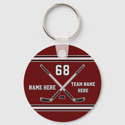 Maroon en grijze Cheap Hockey Team Gifts, elke kle Sleutelhanger (Voorkant)