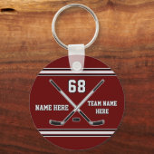 Maroon en grijze Cheap Hockey Team Gifts, elke kle Sleutelhanger (Voorkant)