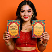 Maroon en groen Diwali Radiance Kaart