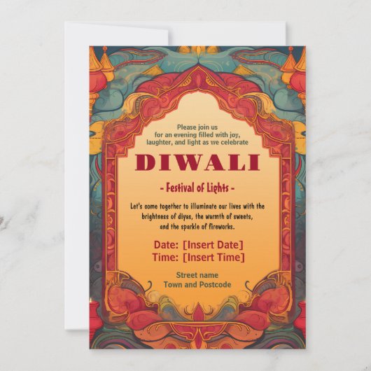 Maroon en groen Diwali Radiance Kaart (Voorkant)