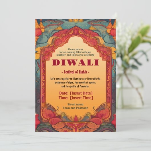 Maroon en groen Diwali Radiance Kaart (Staand voorkant)
