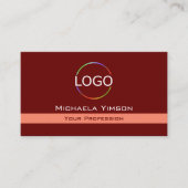 Maroon en koraal met Logo & Photo Professional Visitekaartje (Voorkant)