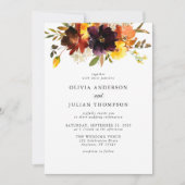 Maroon en Oranje Herfst Floral Waterverf Wedding I Kaart (Voorkant)