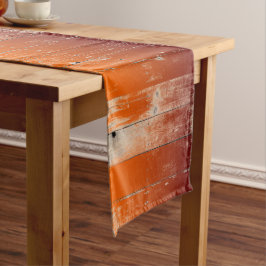 Maroon en Oranje teamkleuren Rustic Barn Wood Lange Tafelloper
