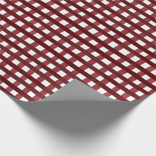 Maroon en Rode waterverf check Wrapping roll Cadeaupapier (Hoek)