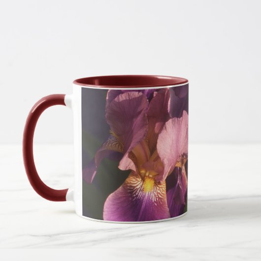 Maroon en Roze gebakken Nederlands Iris Mok (Links)