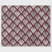 Maroon- en Silver Art Deco Diamond Pattern Cadeaupapier (Vlak)