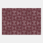 Maroon en Silver Art Deco Fan Pattern Inpakpapier Vel (Voorkant)
