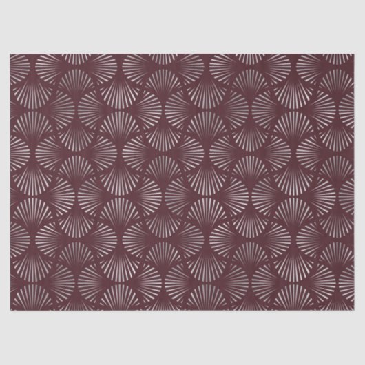 Maroon- en Silver Art Deco Fan Pattern-ontkoppelin Tissuepapier (Voorkant)