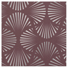 Maroon en Silver Art Deco Fan Pattern Stof