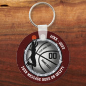 Maroon en Silver Cheap Basketball Gifts for Girls Sleutelhanger (Voorkant)