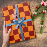 Maroon en Sinaasappel Geruite Vintage Cadeaupapier<br><div class="desc">Maroon en Sinaasappel Geruit  Verpakkingsdocument</div>