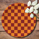 Maroon en Sinaasappel Geruite Vintage Papieren Bordje<br><div class="desc">Maroon en Sinaasappel Geruite Vintage</div>