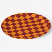 Maroon en Sinaasappel Geruite Vintage Papieren Bordje (Gekanteld)