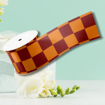 Maroon en Sinaasappel Geruite Vintage Satijnen Lint<br><div class="desc">Maroon en Sinaasappel Geruite Vintage</div>