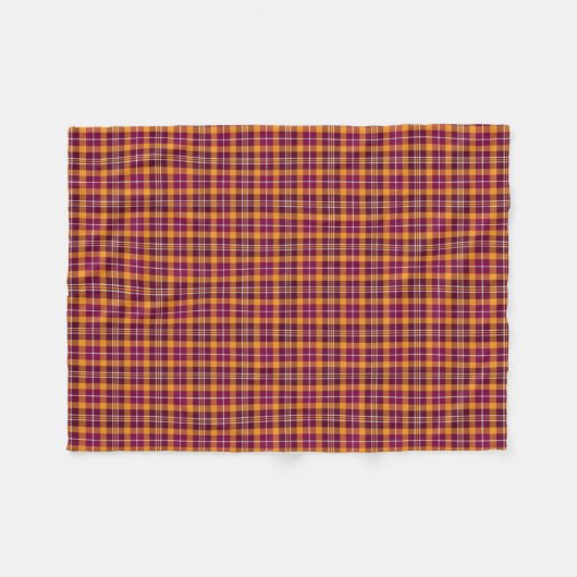 Maroon en Sinaasappel Sportief Plaid Pattern Fleece Deken (Voorkant (Horizontaal))