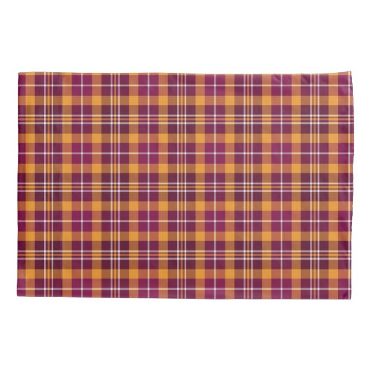 Maroon en Sinaasappel Sporty Plaid Kussensloop (Achterkant)