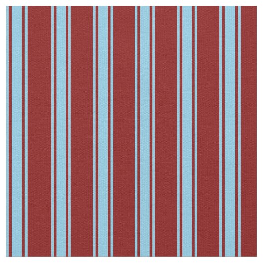 Maroon en Sky Blue Stripes Stof (Close Up)