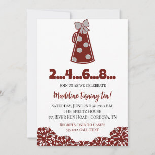 Maroon en White Cheer verjaardagsuitnodigingen Kaart
