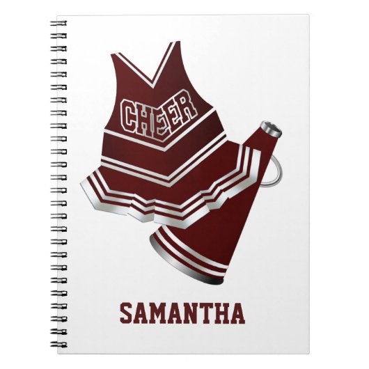 Maroon- en White Cheerleader-laptop Notitieboek (Voorkant)