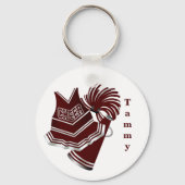 Maroon en White Cheerleader Sleutelhanger (Voorkant)