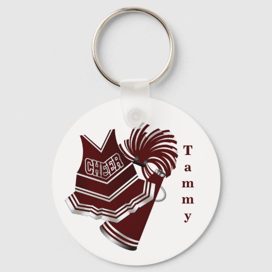 Maroon en White Cheerleader Sleutelhanger (Voorkant)