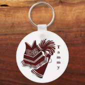 Maroon en White Cheerleader Sleutelhanger (Voorkant)