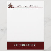 Maroon en White Cheerleader Stationery (Voorkant)