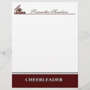 Maroon en White Cheerleader Stationery