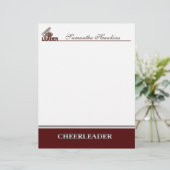 Maroon en White Cheerleader Stationery (Staand voorkant)