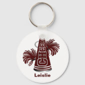 Maroon en White Custom Cheerleader Sleutelhanger (Voorkant)