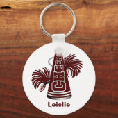 Maroon en White Custom Cheerleader Sleutelhanger (Voorkant)