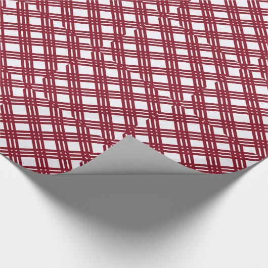 Maroon en White Gingham Cadeaupapier (Hoek)