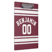 Maroon en White Jersey Stripes Custom Name Number Klembord (Rechts)