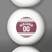 Maroon en White Jersey Stripes Custom Name Number Pingpongbal