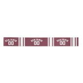 Maroon en White Jersey Stripes Custom Name Number Satijnen Lint (Voorkant)