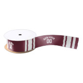 Maroon en White Jersey Stripes Custom Name Number Satijnen Lint (Spoel)