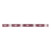 Maroon en White Jersey Stripes Custom Name Number Satijnen Lint (Voorkant)