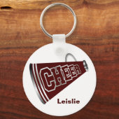 Maroon en White Megaphone Cheerleader Sleutelhange Sleutelhanger (Voorkant)