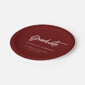 Maroon en White Modern Script Graduation Party Papieren Bordje (Gekanteld)