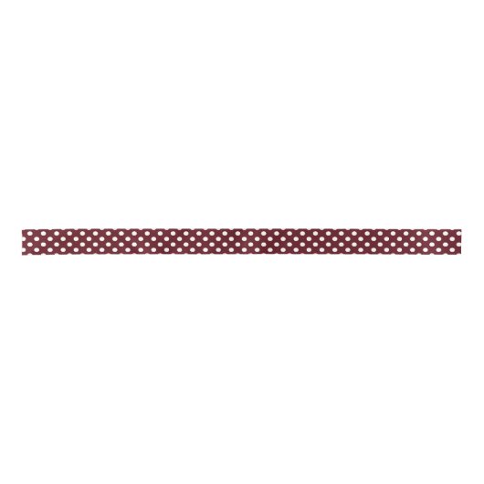 Maroon en White Polka Dot Ribbon Satijnen Lint (Voorkant)