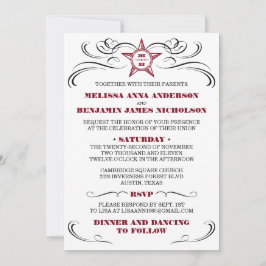 Maroon en White Southern Style Wedding Invitation Kaart