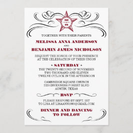 Maroon en White Southern Style Wedding Invitation Kaart