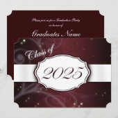 Maroon en Wit 2025 Afstudeerfeest Kaart (Voorkant / Achterkant)
