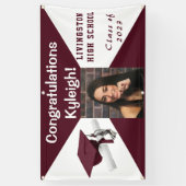 Maroon en wit Afstuderen Spandoek (Verticaal)