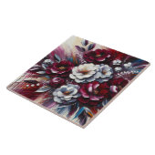 Maroon en wit Bloemen arrangement | Tegeltje (Zijkant)