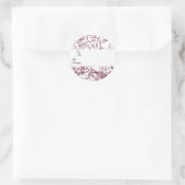 Maroon en Wit Bloemen Kerstcadeau Label Sticker (Tas)