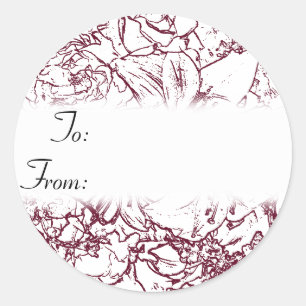 Maroon en Wit Bloemen Kerstcadeau Label Sticker