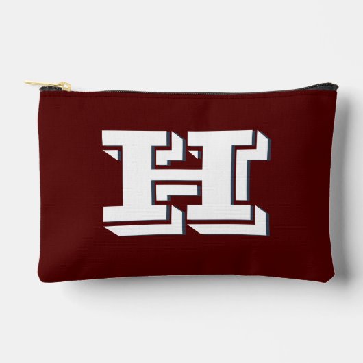 Maroon en wit collegiale kleur stijl monogram etui (Voorkant)