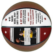 Maroon en wit, foto basketbal met naam erop (Voorkant)